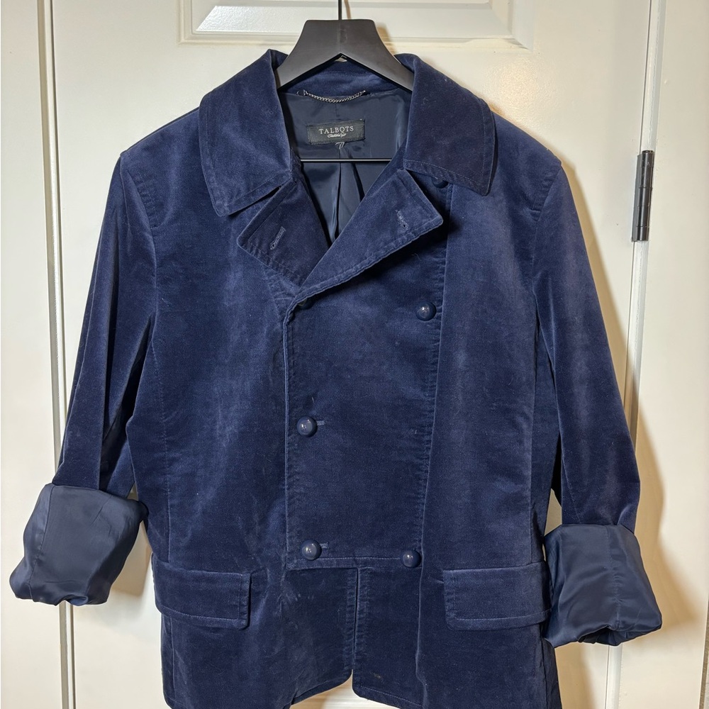 Talbots Blue Velvet Blazer - size 8 - Picture 3 of 5